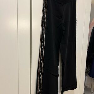 Kobi Halperin Black Flare Pants with Gold Accents